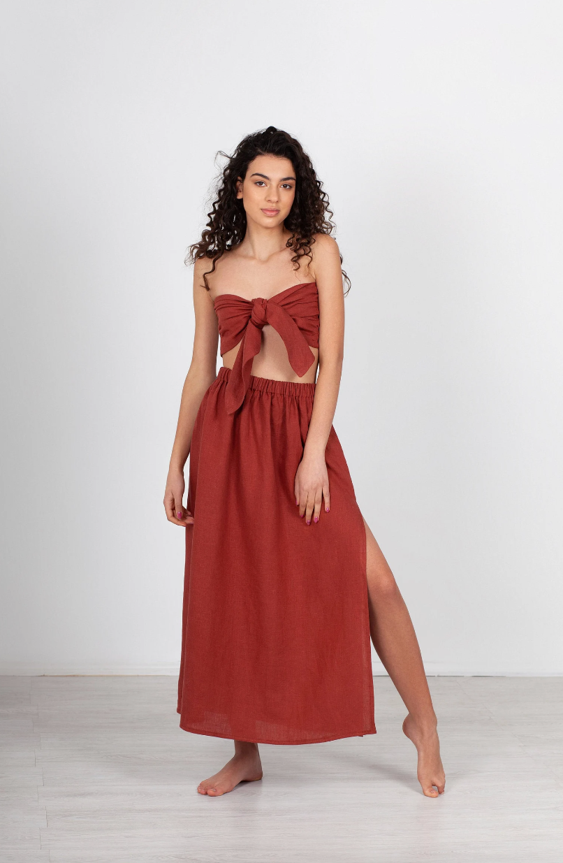 Jupe Longue Couleur Rouille | Univers Terracotta