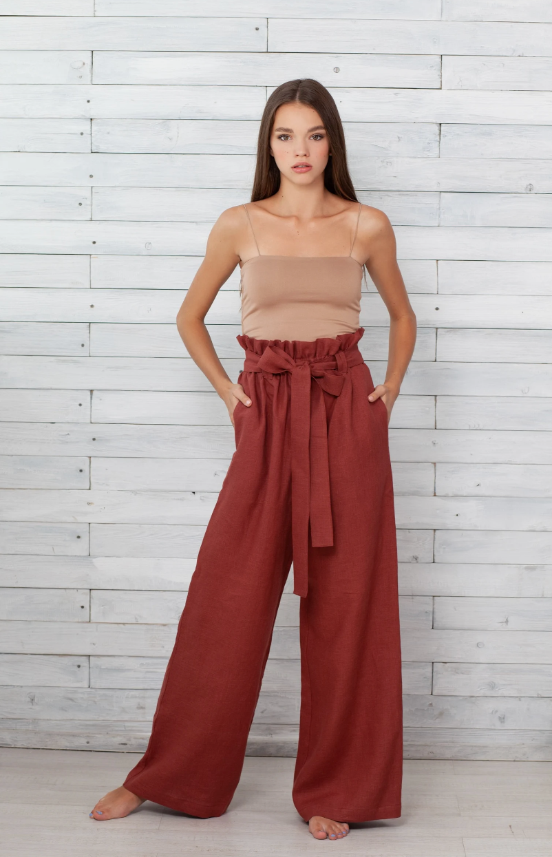 Pantalon fluide terracotta hotsell