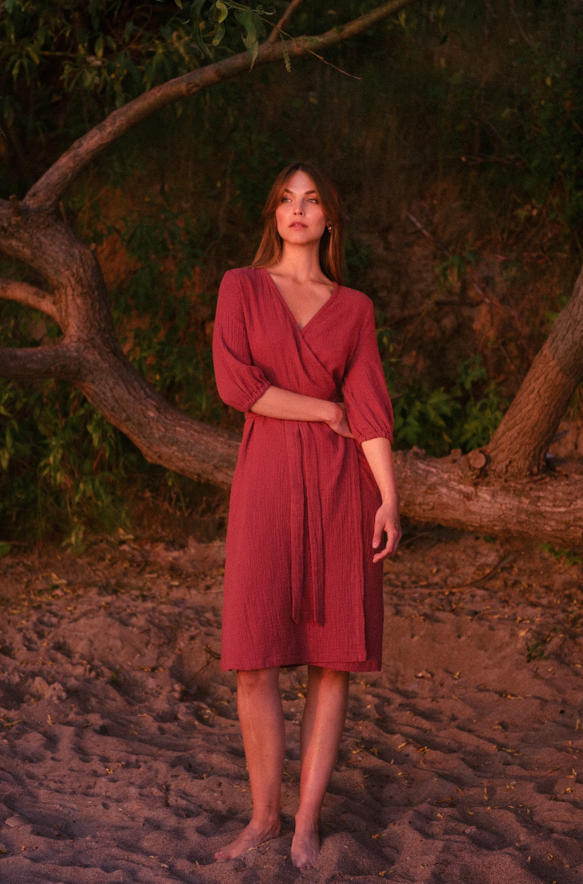 Ensemble  satin crêpe - Rose Terracotta