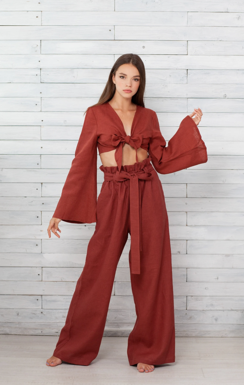 Pantalon fluide terracotta best sale